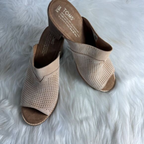 Toms Majorca Sandstorm Perforated Nubuck Heels Sz 8.5 - Picture 3 of 6